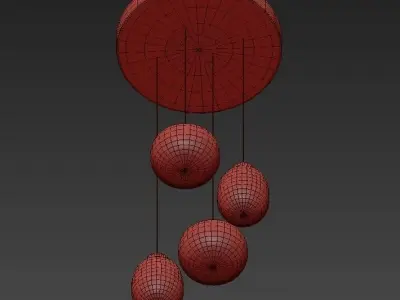 LEGIER pendant lamp with four balls hanging from it 3D model