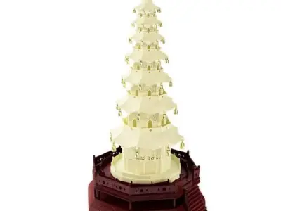 White Traditional Chinese Tower 3D model