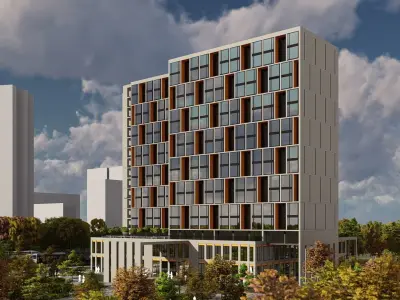 3D model of hotel and restaurant complex with interior 3D model