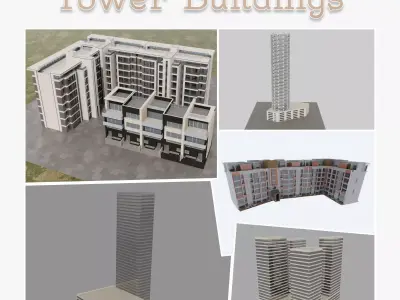 Tower Building Low-poly 3D model