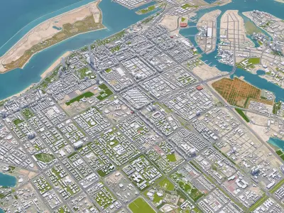Abu Dhabi Downtown UAE Low-poly 3D model