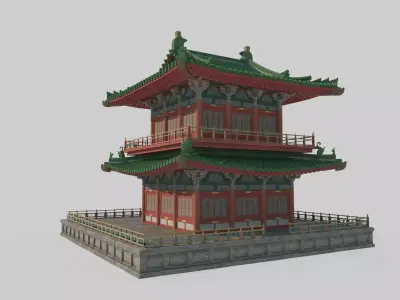 Asian ancient architecture palace attic 3D model