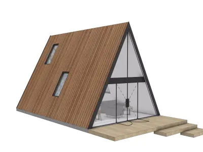 A-Frame Cabin Modern Wooden House 3D Model for Archviz and Games 3D model