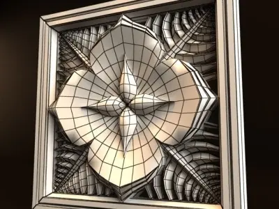 Carving flower in shape of square 3D model
