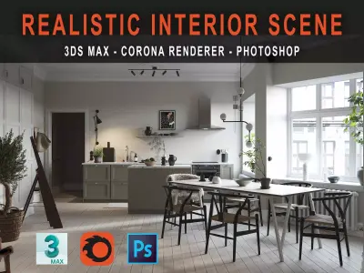 Nordic Living room  Realistic 3d scene 3D model