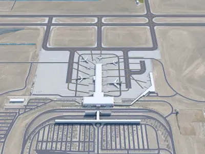 Colorado Springs Airport 12km Low-poly 3D model