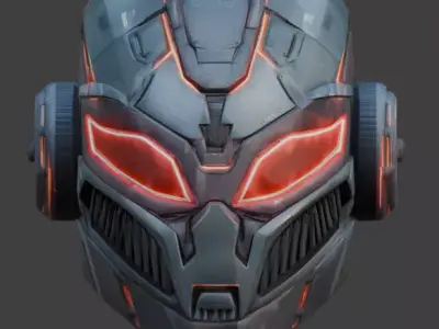 Cybernetic Tactical Helmet 3D Model Low-poly 3D model