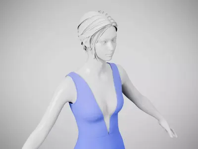 Dress 34 Very Light Blue Low-poly 3D model