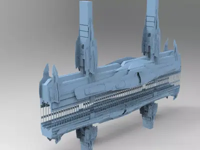 Sci fi Train rail track 3D model
