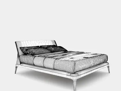 Modern double bed with bedhead 3D model
