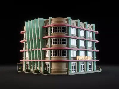 MIAMI VICE CITY ART DECO BUILDING 1 Low-poly 3D model