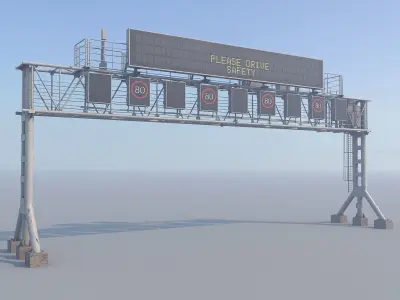 Electronic traffic information display Low-poly 3D model