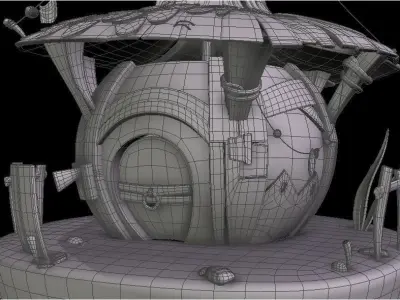 CARTOON HOUSE EXTERIOR BG 01 Low-poly 3D model