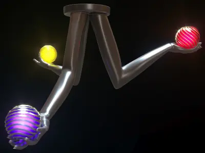Chandelier hand holding two colorful balls 3D model