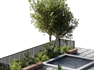 Town Square and Outdoor Plants - Environment Park 3D model