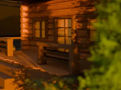 Wooden House Low-poly 3D model