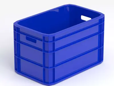 Portable Plastic Crate Blue 3D model