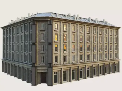 Building Skyscraper City Town Downtown Office Space Work Street Low-poly 3D model