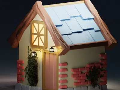 Stylized Low-Poly House  Free 3D model