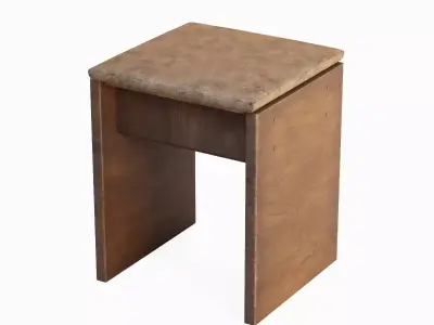 Wooden Stool A 01  Low-poly 3D model