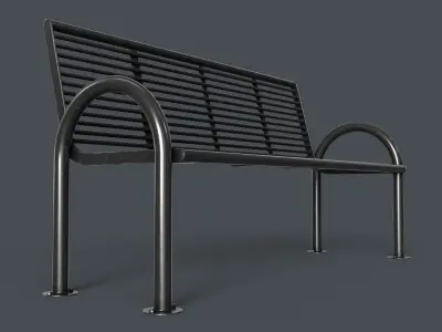 Metal Modern Bench 20 PBR Game Ready Low-poly 3D model