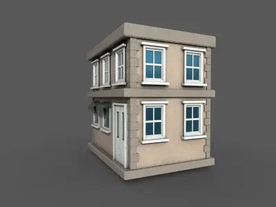 Vintage Building Set Low-poly 3D model