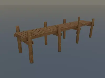 Wood Pier Low-poly 3D model