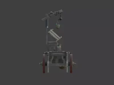 Vintage Market Cart Low-poly 3D model