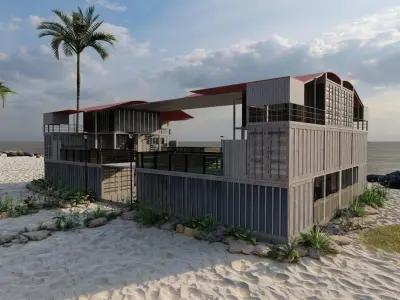 Temporary villa - villa condo - container building 3D model