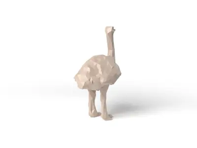 Ostrich Low Poligonal Low-poly 3D model