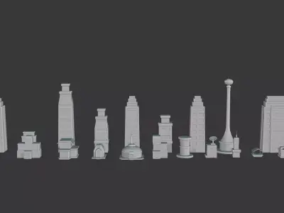 Stylized Futuristic City Environment Pack Game Ready Low-poly 3D model