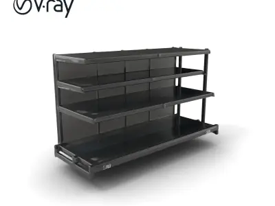 Open-frame Supermarket Shelf Tubular Framework model pack Low-poly 3D model