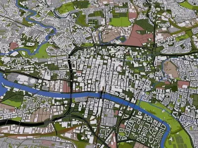 Glasgow City UK Low-poly 3D model