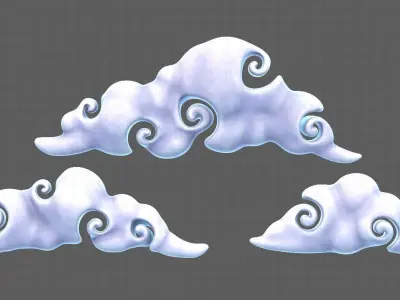 Clouds cartoon V05 Low-poly 3D model