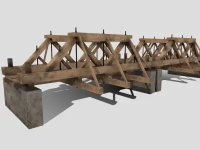 Wooden Bridge Low-poly 3D model