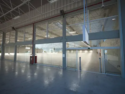 Warehouse empty with windows 3D model