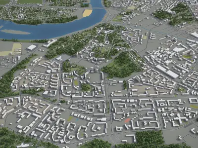 Ufa - city  Low-poly 3D model