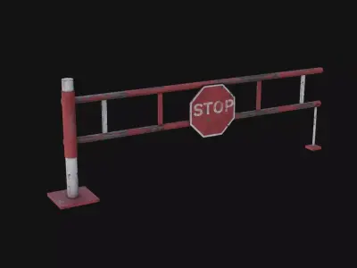 Road Block Gate Low-poly 3D model