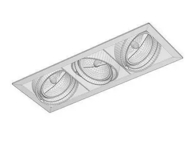 spotlights four led downlights in square frame 3D model