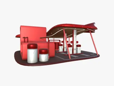 SciFi Gas Station A05 Red - Sci Fi Exterior Design Low-poly 3D model