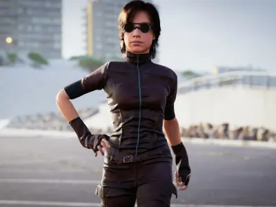 Midpoly leather suit for Metahuman in UE4 and UE5 3D model