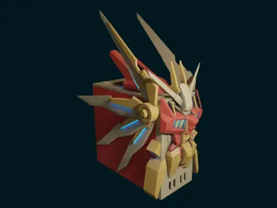 Custom pc case gundam mech cyber style computer lowpoly rgb Low-poly 3D model