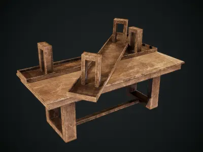 Dinette wooden workbench Low-poly 3D model