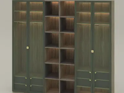 Modern Wardrobe with Glass Doors 3D Model Low-poly 3D model