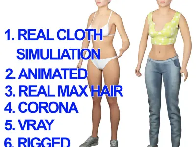 Women real cloth simulation conversation loop animated number 4 3D model