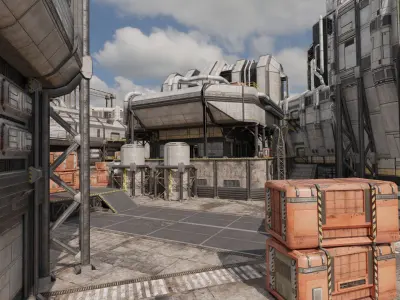 Technology Industrial Processing Plant Low-poly 3D model