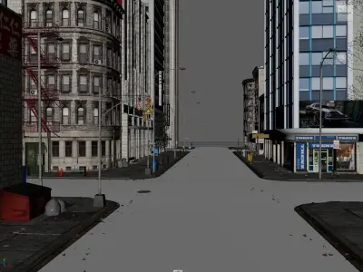 US Low Poly Game and Animation Ready City 3D model Low-poly 3D model