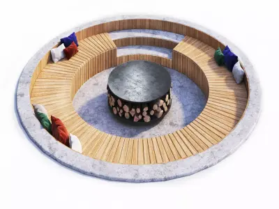 Outdoor roundseat Chair Low-poly 3D model