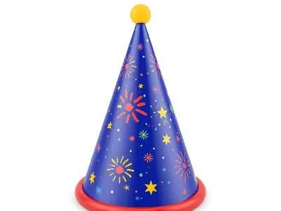 Stylized 3D Cartoon New Year Party Hat Low-poly 3D model
