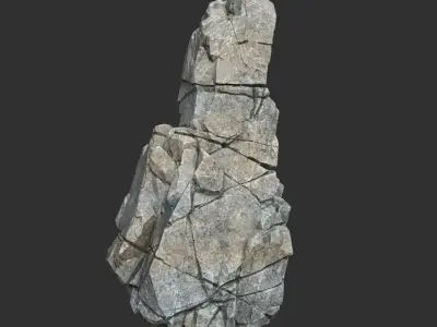 Low poly Gray Cliff Modular Rock 211219 Low-poly 3D model